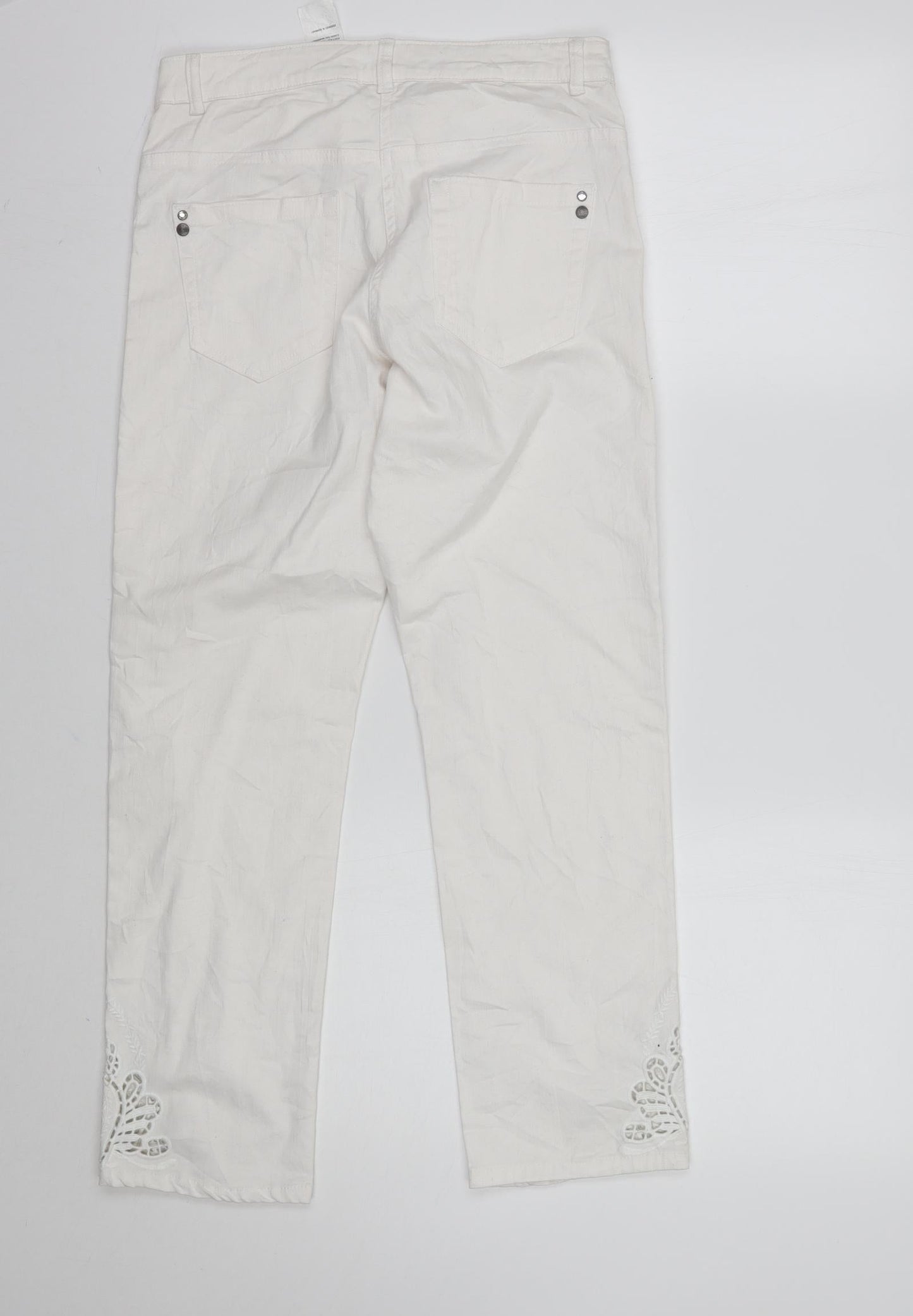 Preworn Womens Ivory   Cropped Jeans Size 8 L26 in