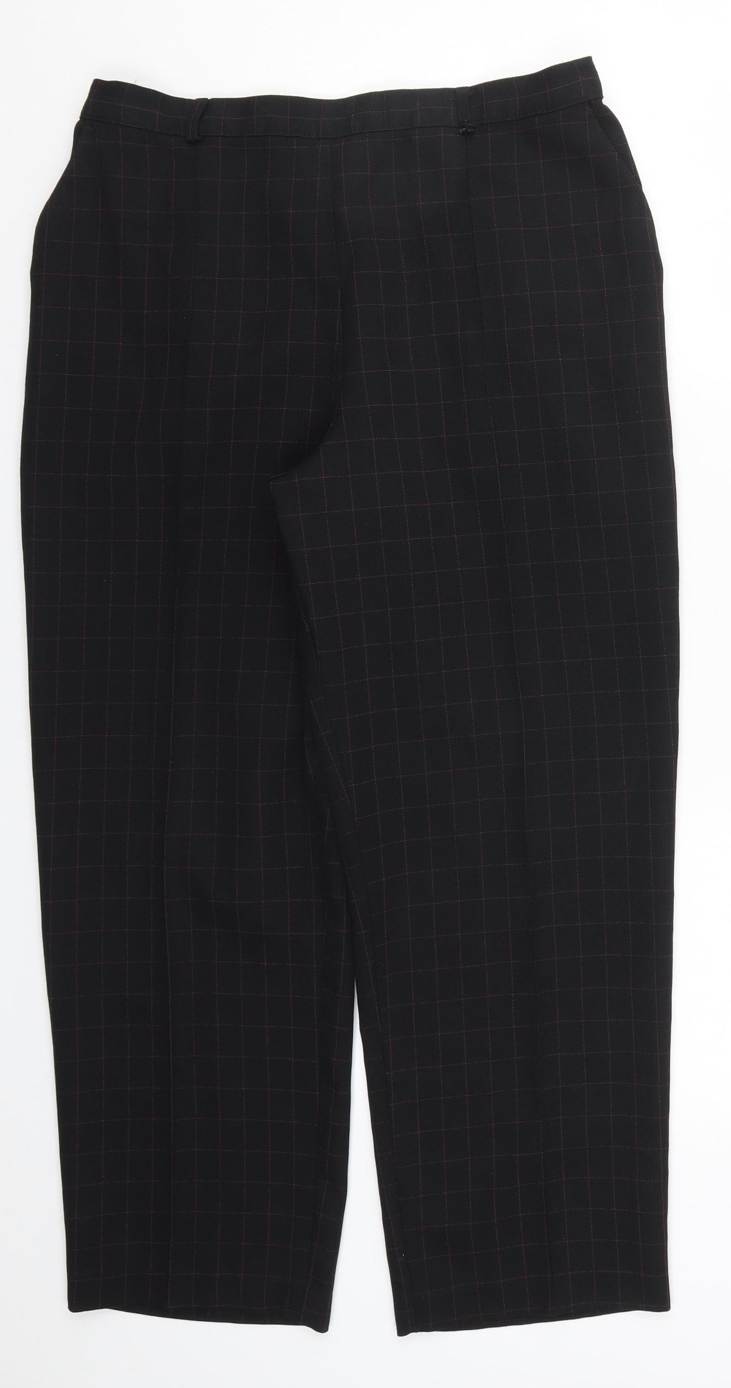 Marks and Spencer Womens Black Check  Trousers  Size 18 L26 in - Pink