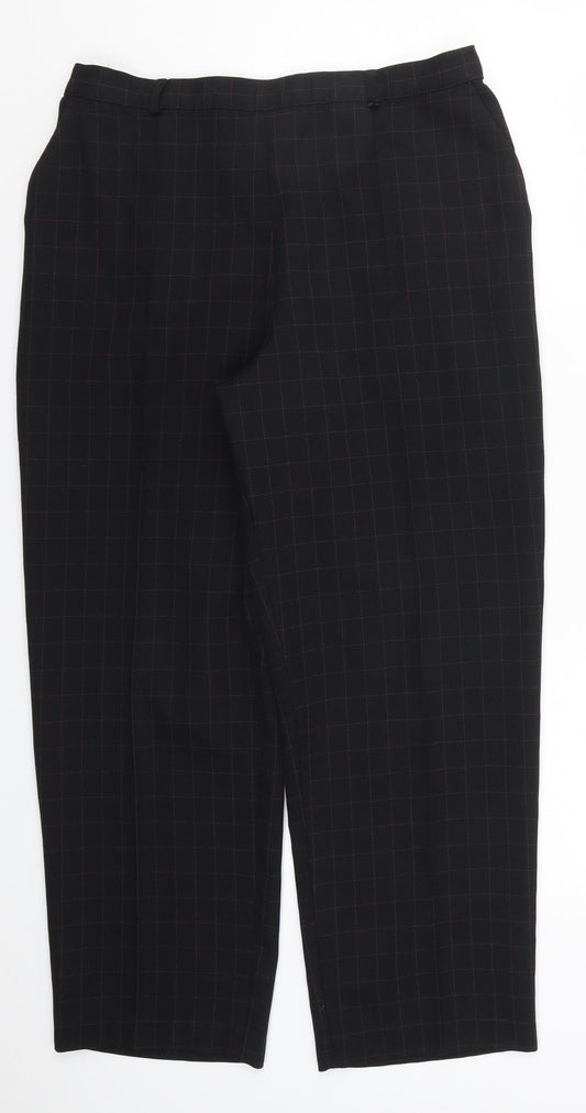 Marks and Spencer Womens Black Check  Trousers  Size 18 L26 in - Pink