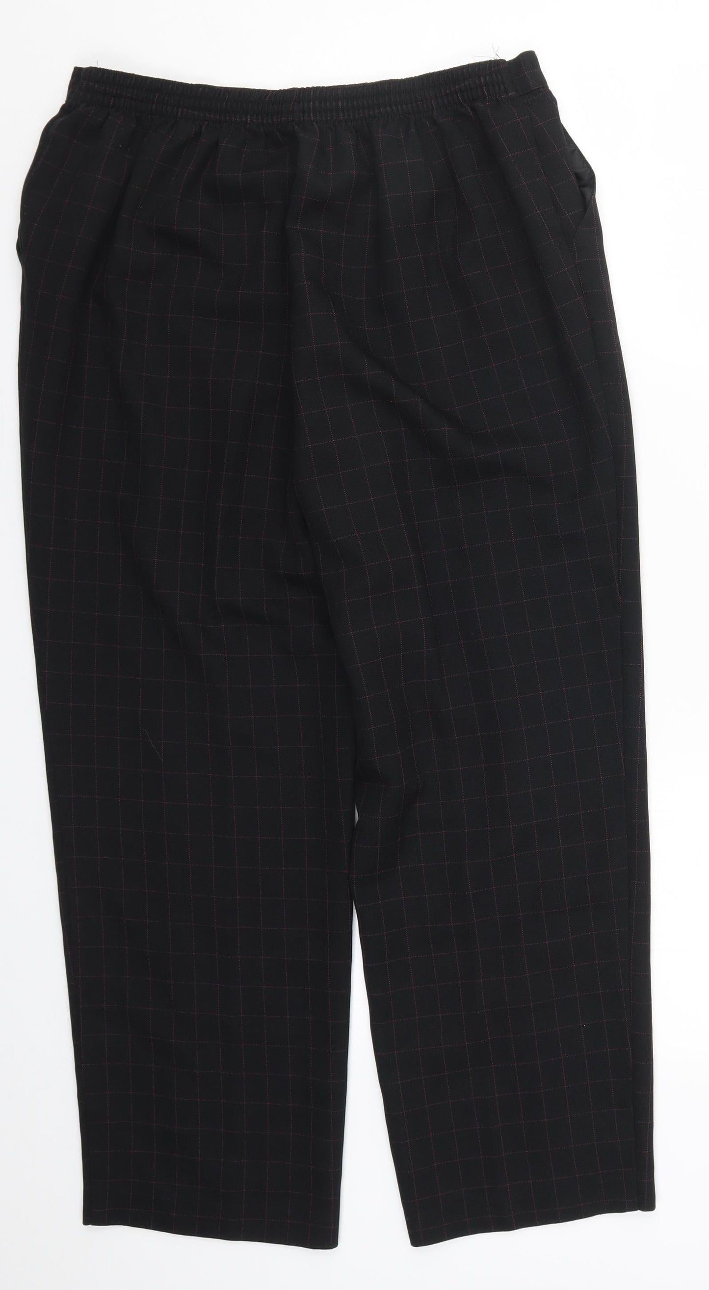 Marks and Spencer Womens Black Check  Trousers  Size 18 L26 in - Pink