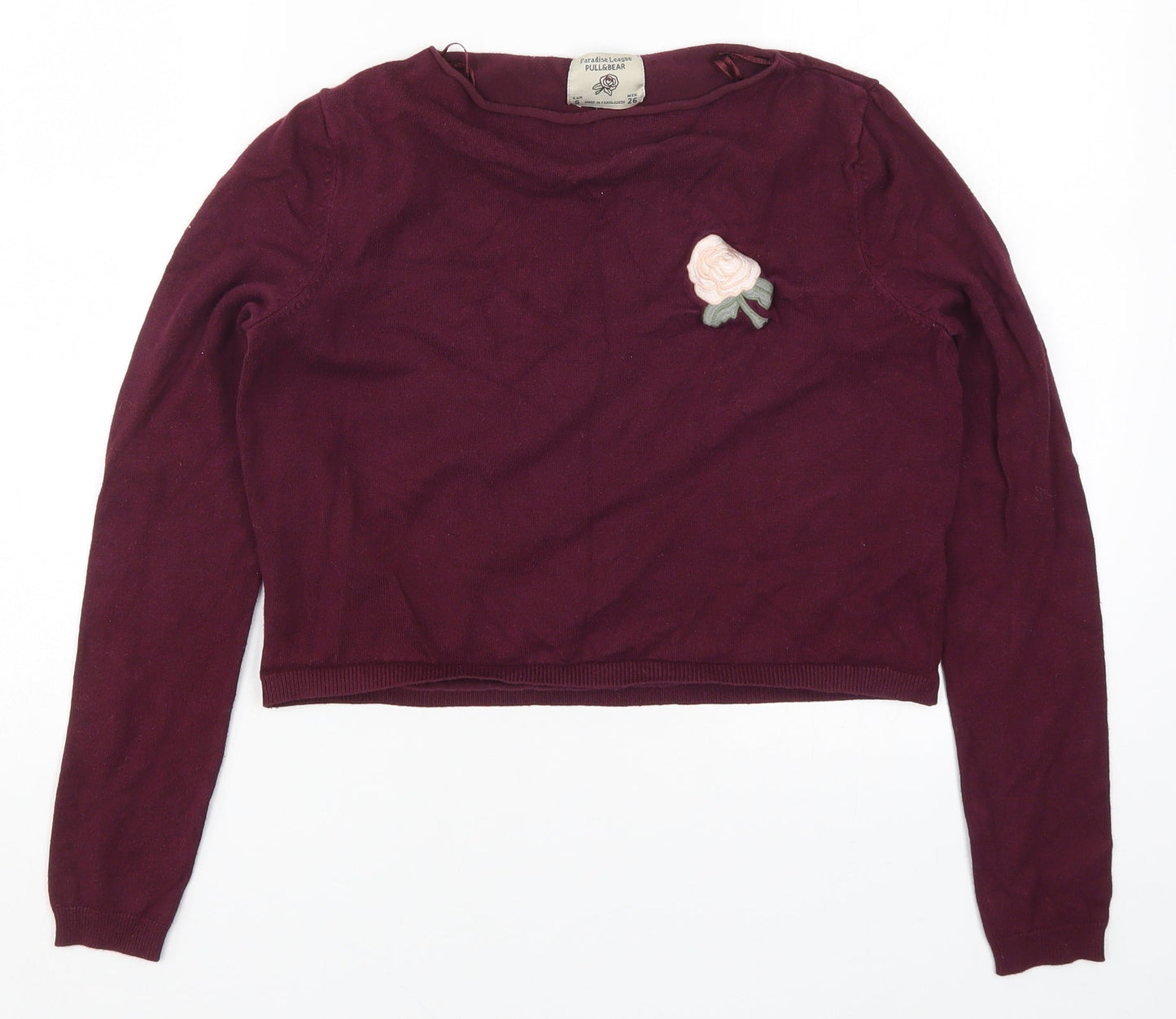Pull & bear Womens Red  Knit Pullover Jumper Size S  - Flower