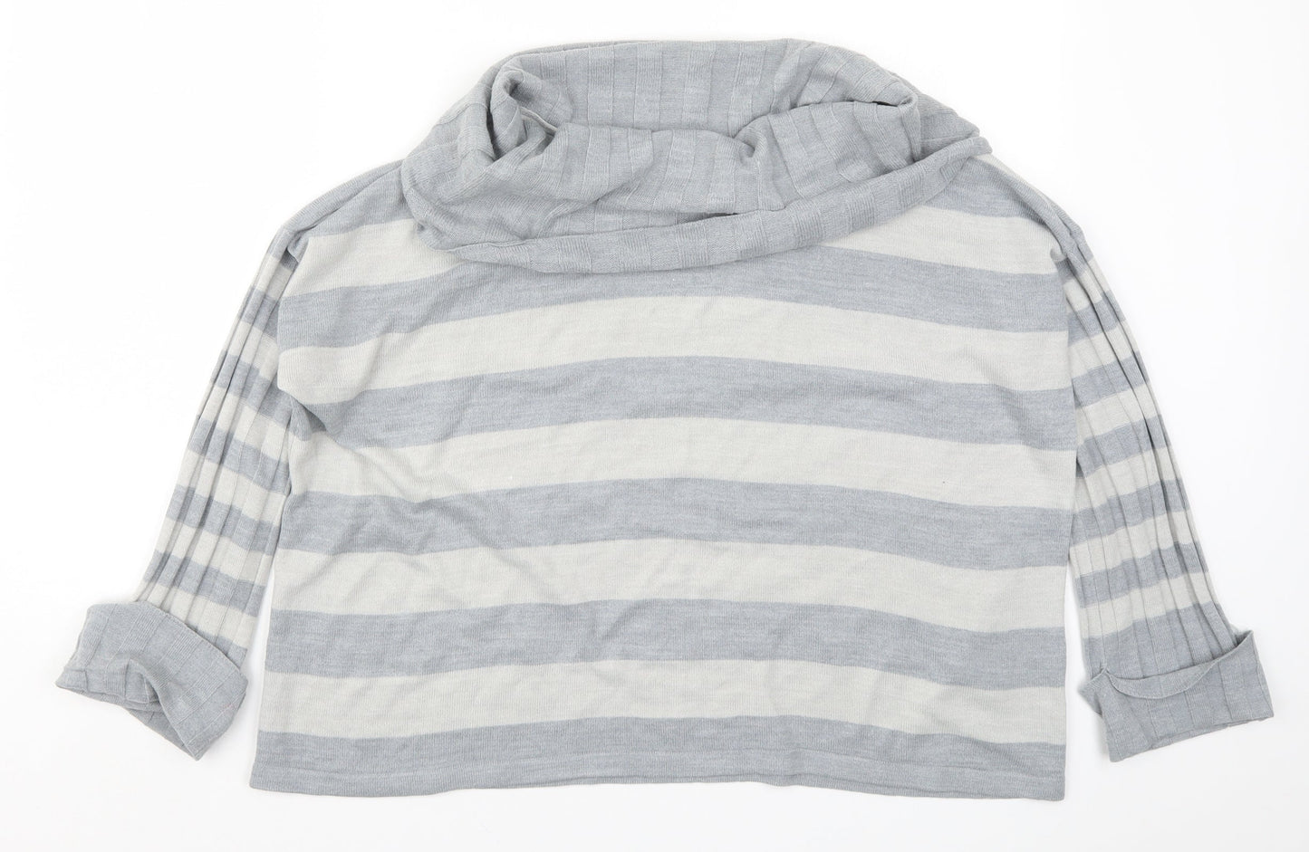 Per Una Womens Grey Striped Knit Pullover Jumper Size 12