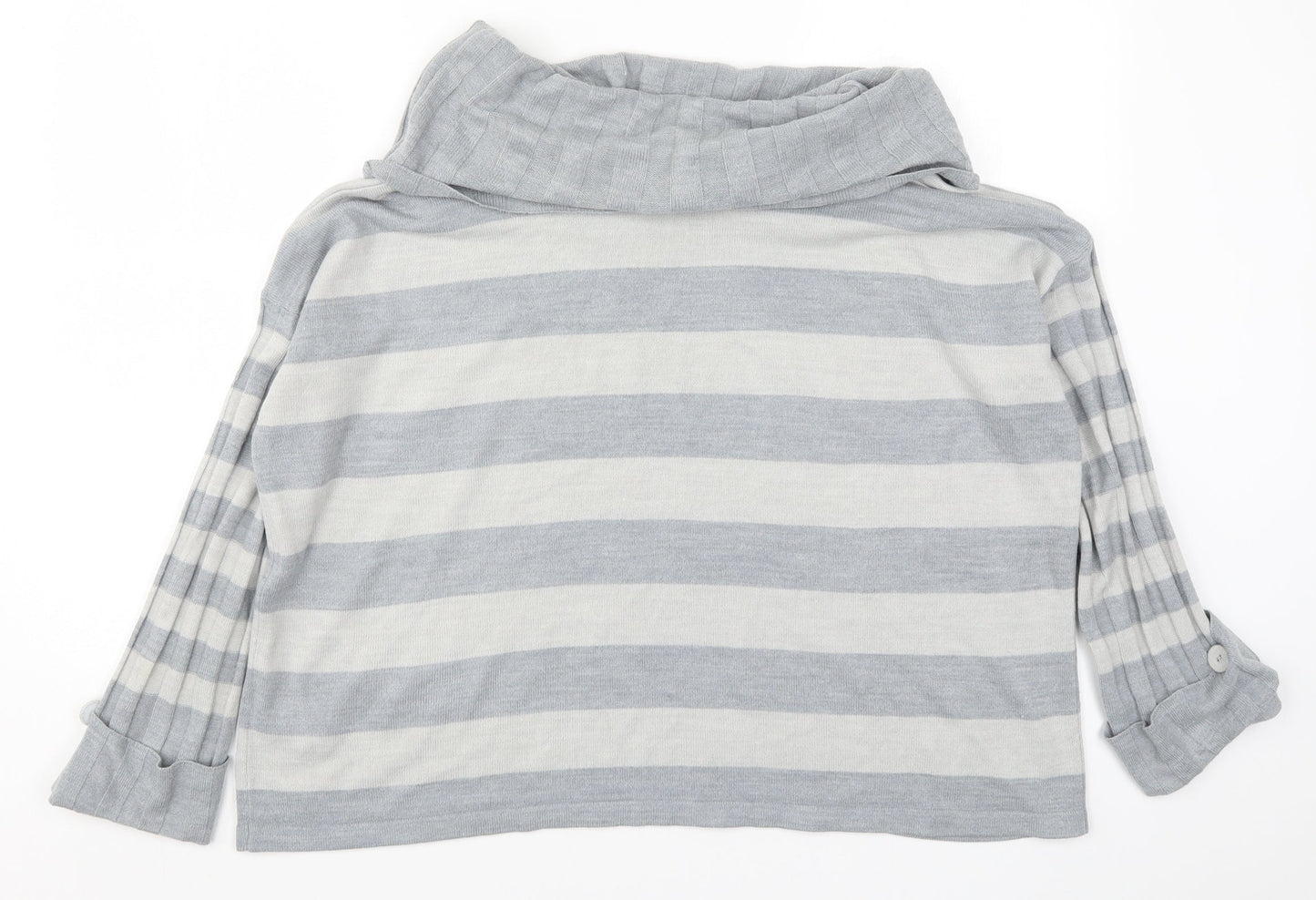 Per Una Womens Grey Striped Knit Pullover Jumper Size 12