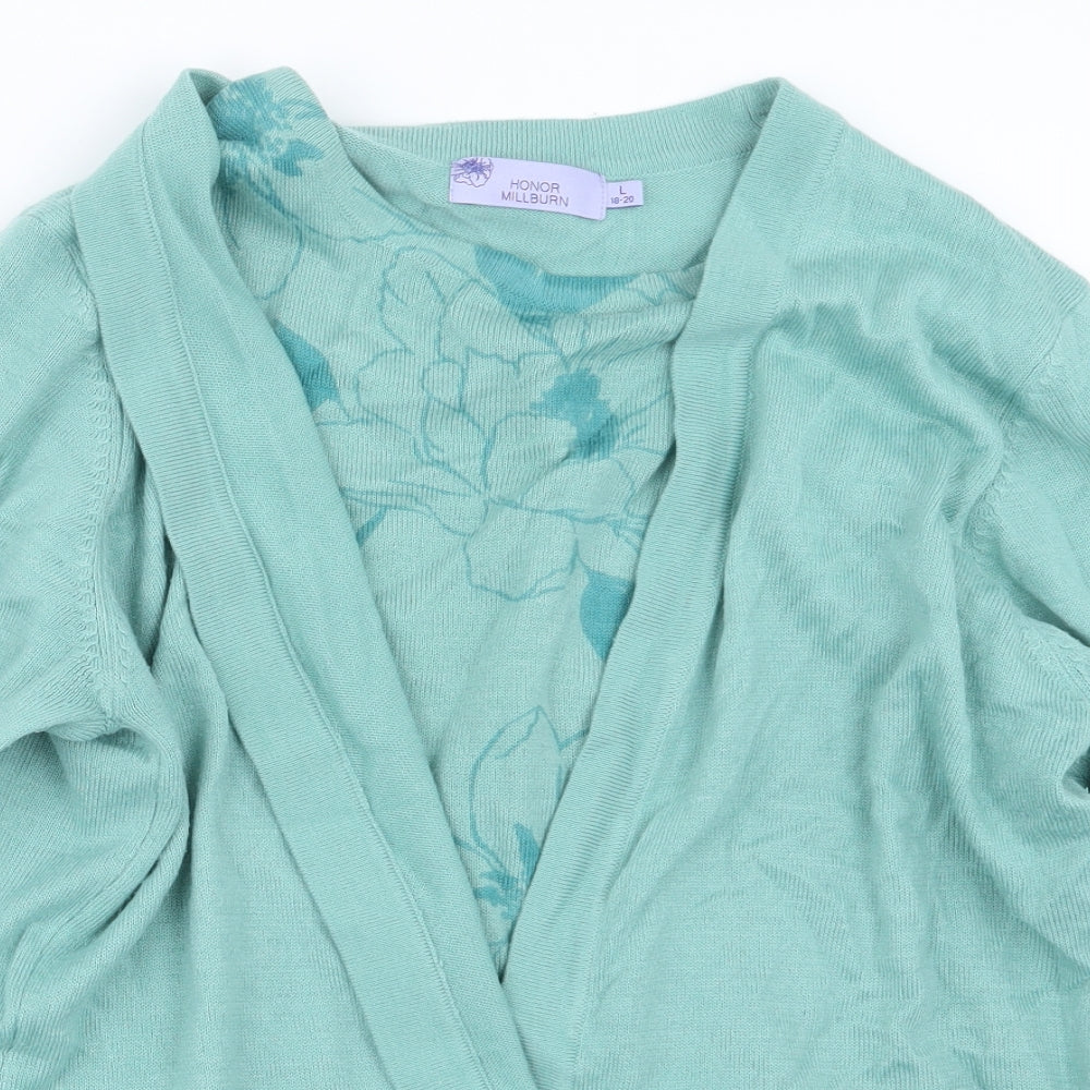 EWM Womens Green  Knit Cardigan Jumper Size 18  - Top and cardigan in one