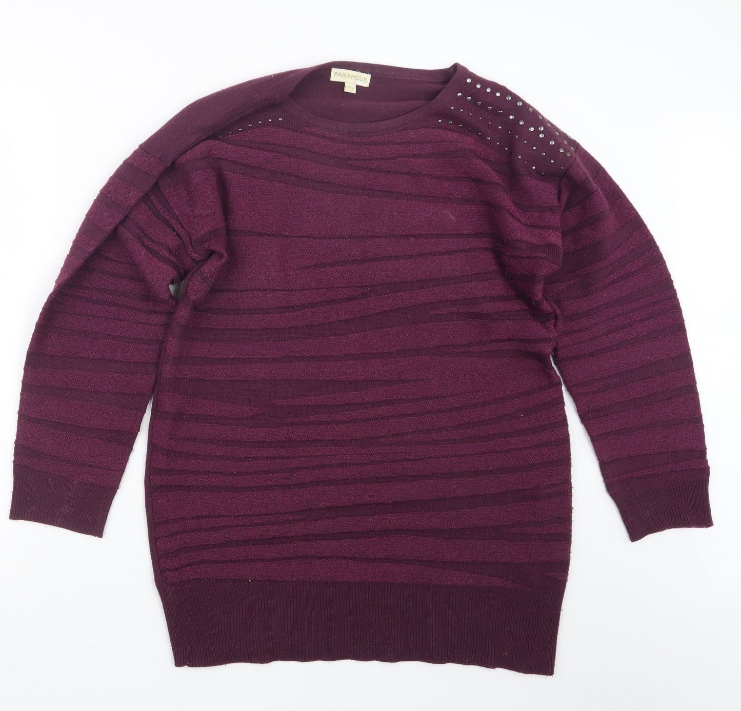 Paramour Womens Purple  Knit Pullover Jumper Size M