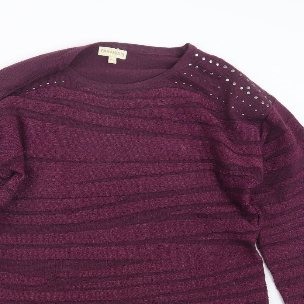 Paramour Womens Purple  Knit Pullover Jumper Size M