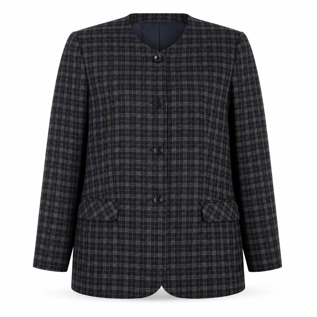 Compliments Womens Blue Check  Jacket  Size 16