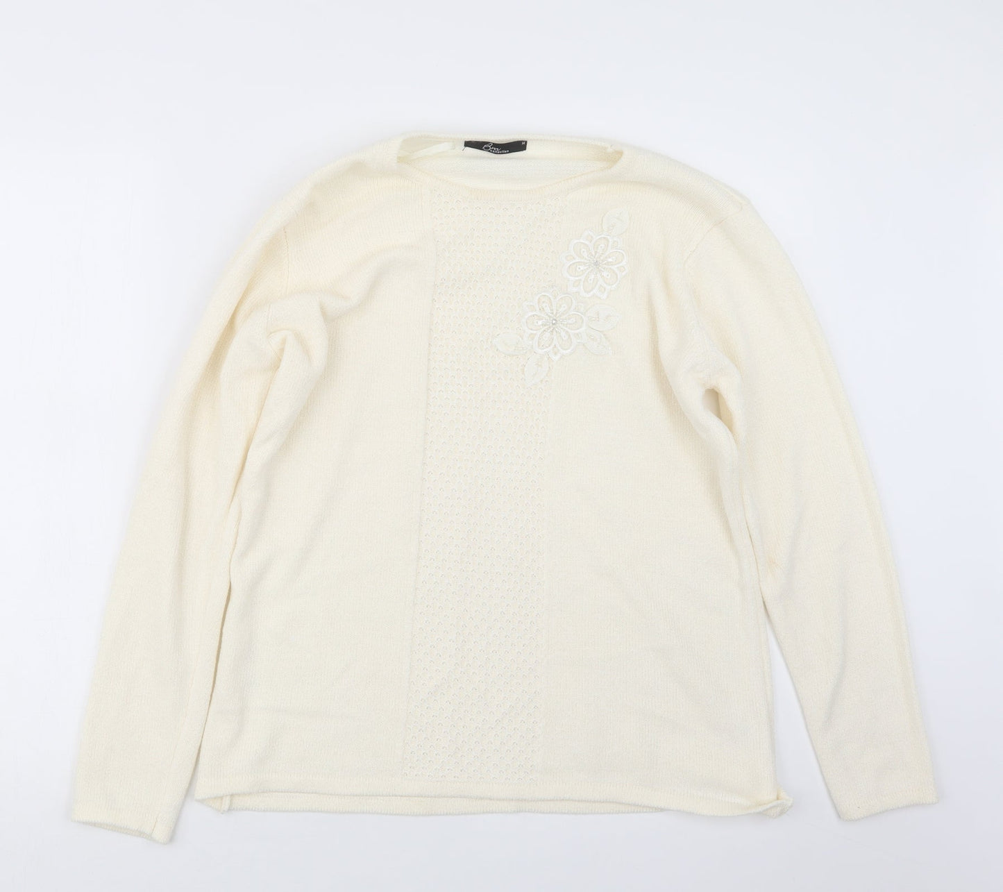 BM Womens Ivory  Knit Pullover Jumper Size M