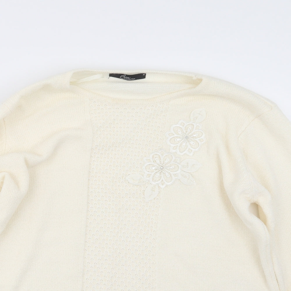 BM Womens Ivory  Knit Pullover Jumper Size M