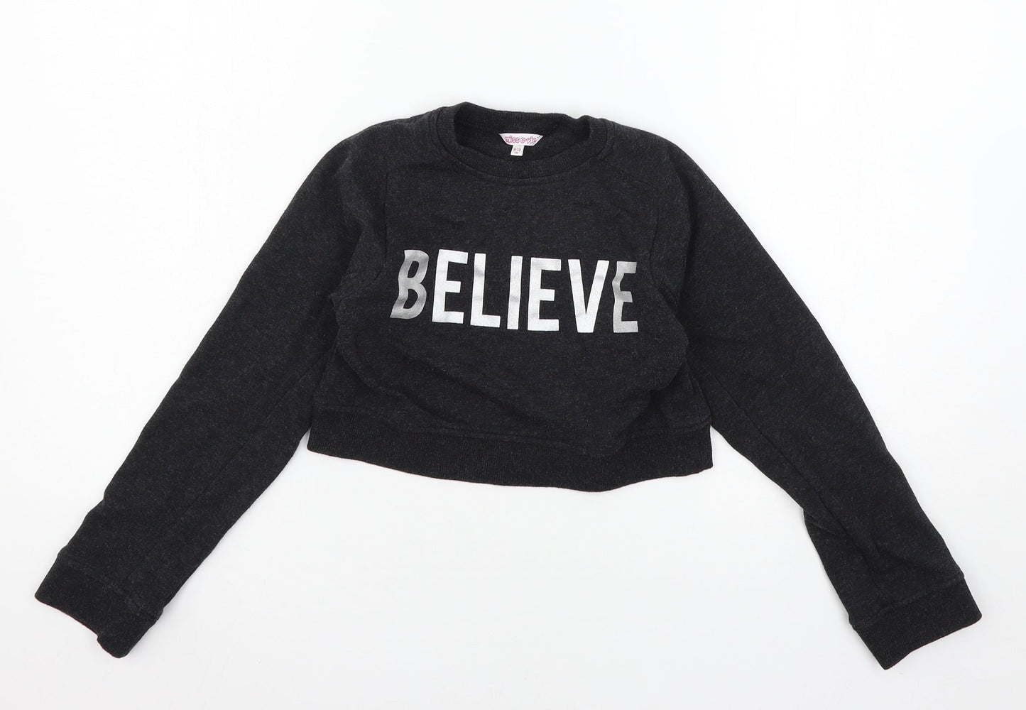 Miss E-vie Girls Grey  Jersey Pullover Sweatshirt Size 9-10 Years  - Believe