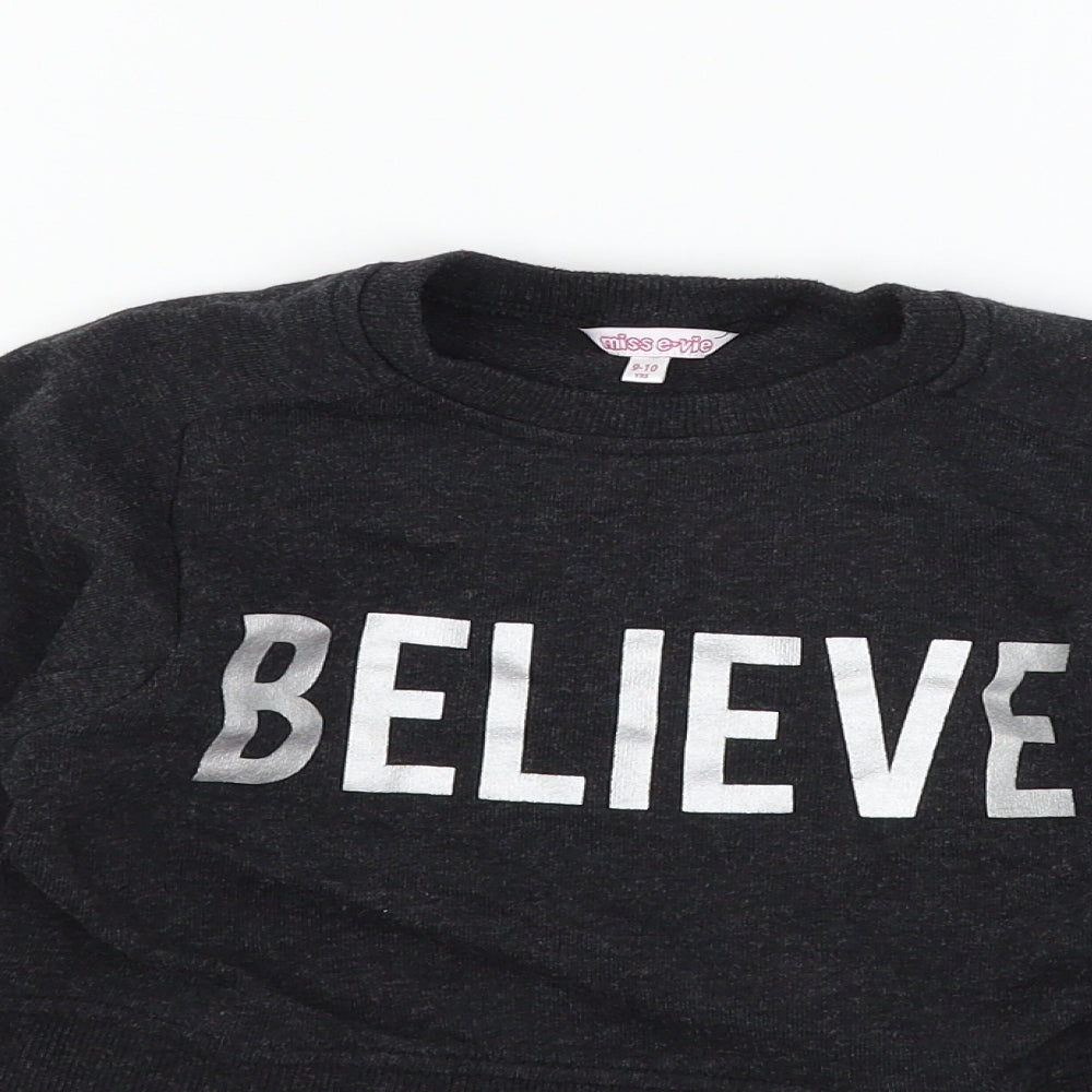 Miss E-vie Girls Grey  Jersey Pullover Sweatshirt Size 9-10 Years  - Believe