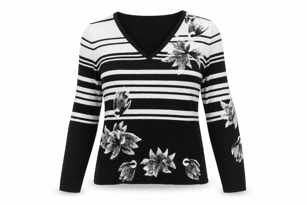 Diva Womens Black Striped Knit Pullover Jumper Size 10