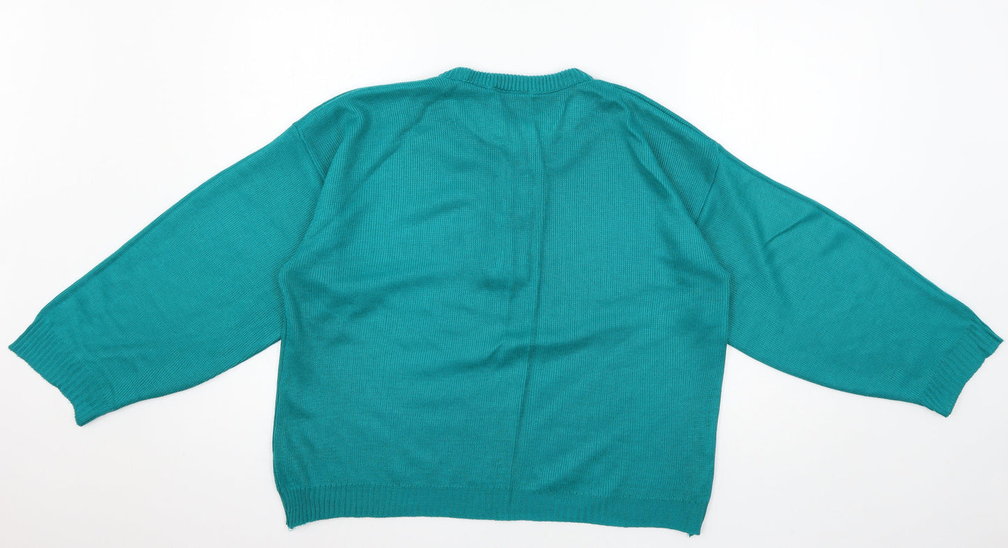 Janique Womens Blue  Knit Pullover Jumper Size 16