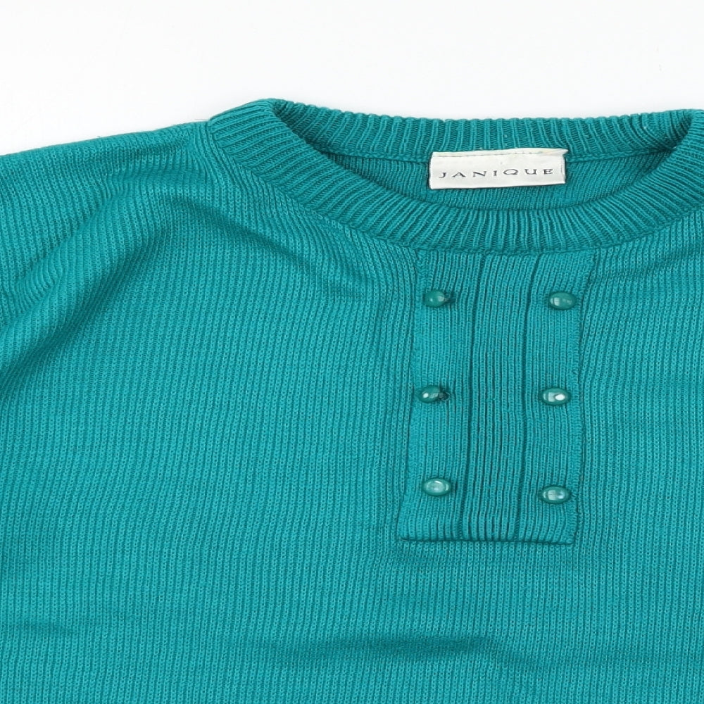 Janique Womens Blue  Knit Pullover Jumper Size 16