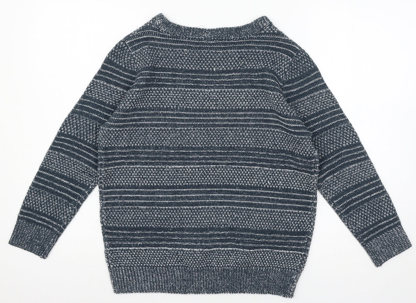 TRU Collection Womens Blue Striped Knit Pullover Jumper Size S
