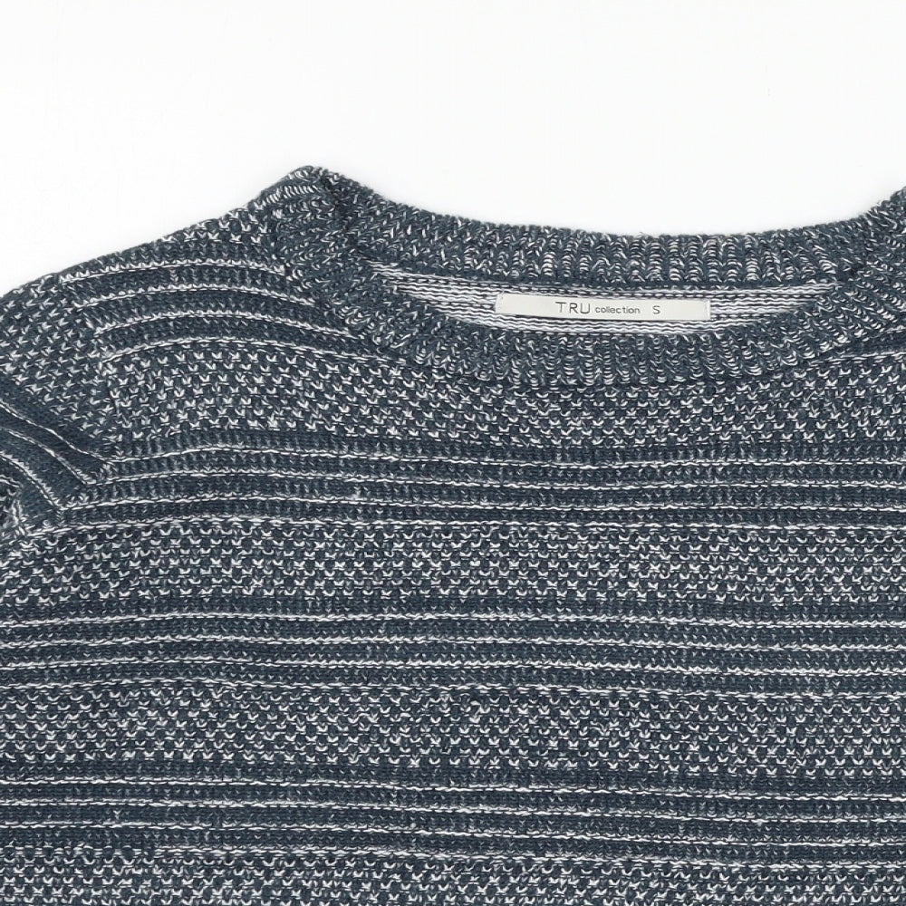 TRU Collection Womens Blue Striped Knit Pullover Jumper Size S