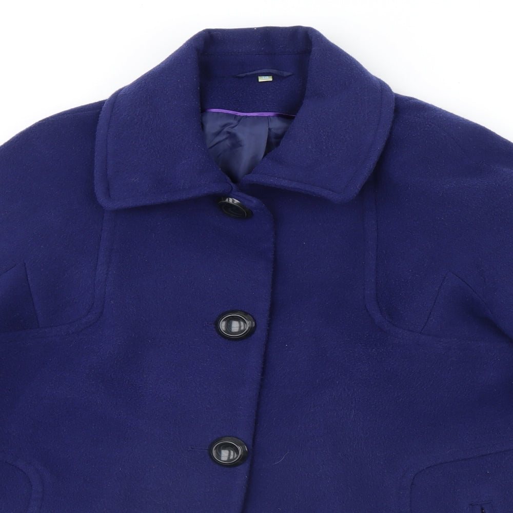 Preworn Womens Blue   Overcoat Coat Size 14