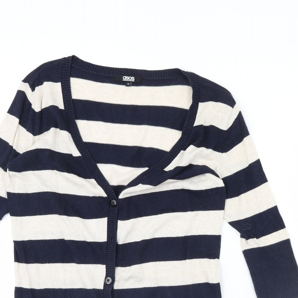 ASOS Womens Blue Striped  Cardigan Jumper Size 12