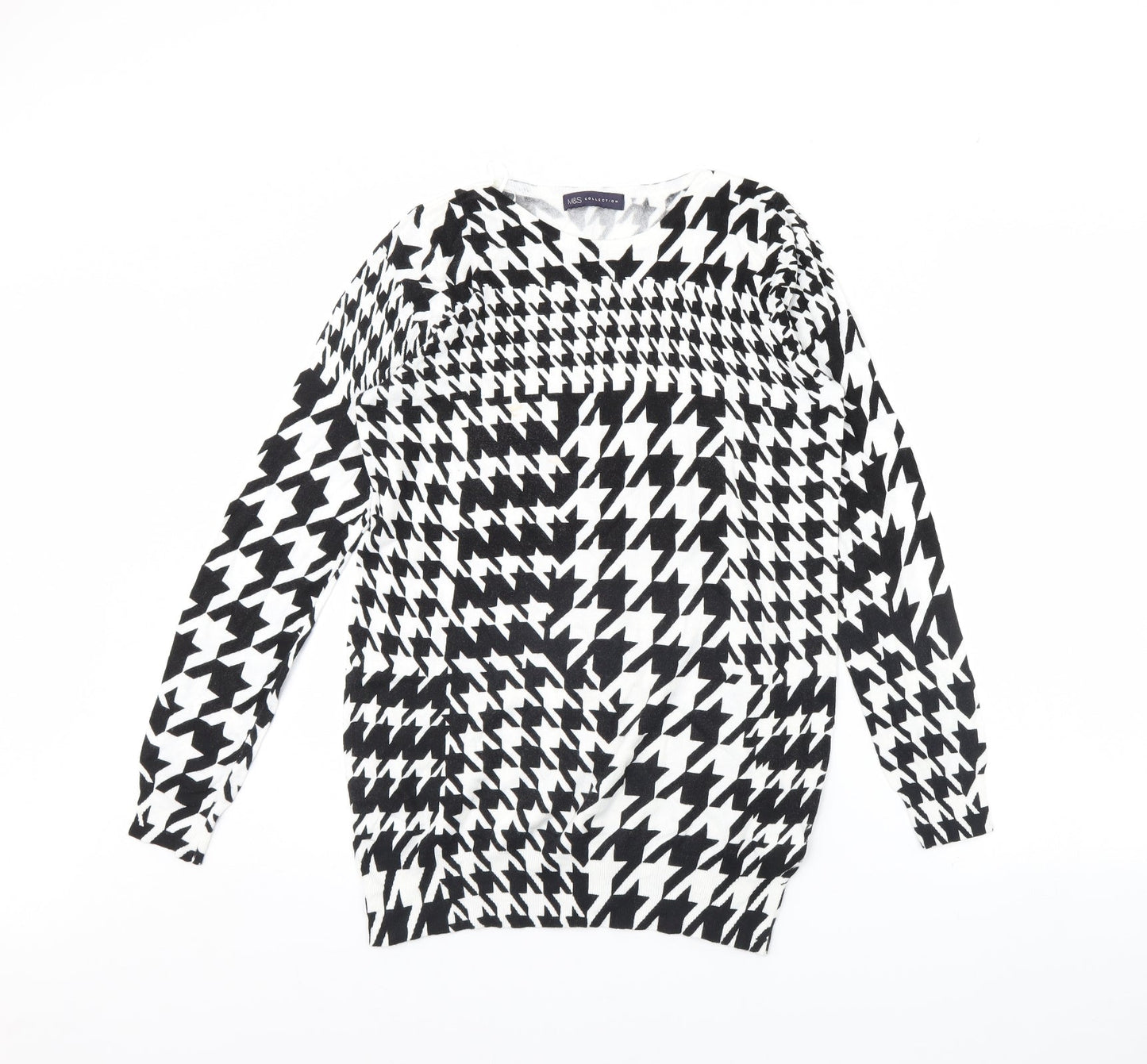 M&s Womens Black Herringbone  Pullover Jumper Size 12
