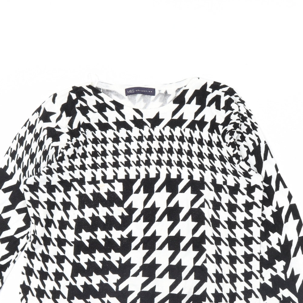 M&s Womens Black Herringbone  Pullover Jumper Size 12