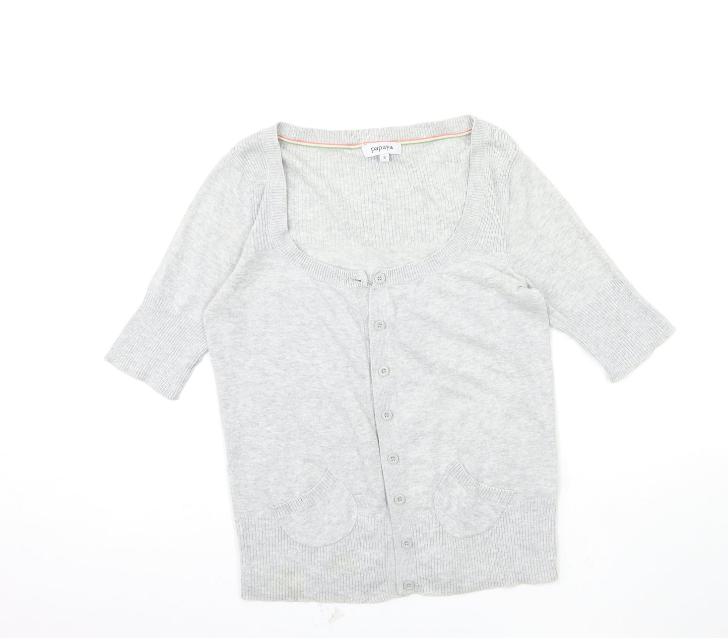 Papaya Womens Grey  Knit Cardigan Jumper Size 8