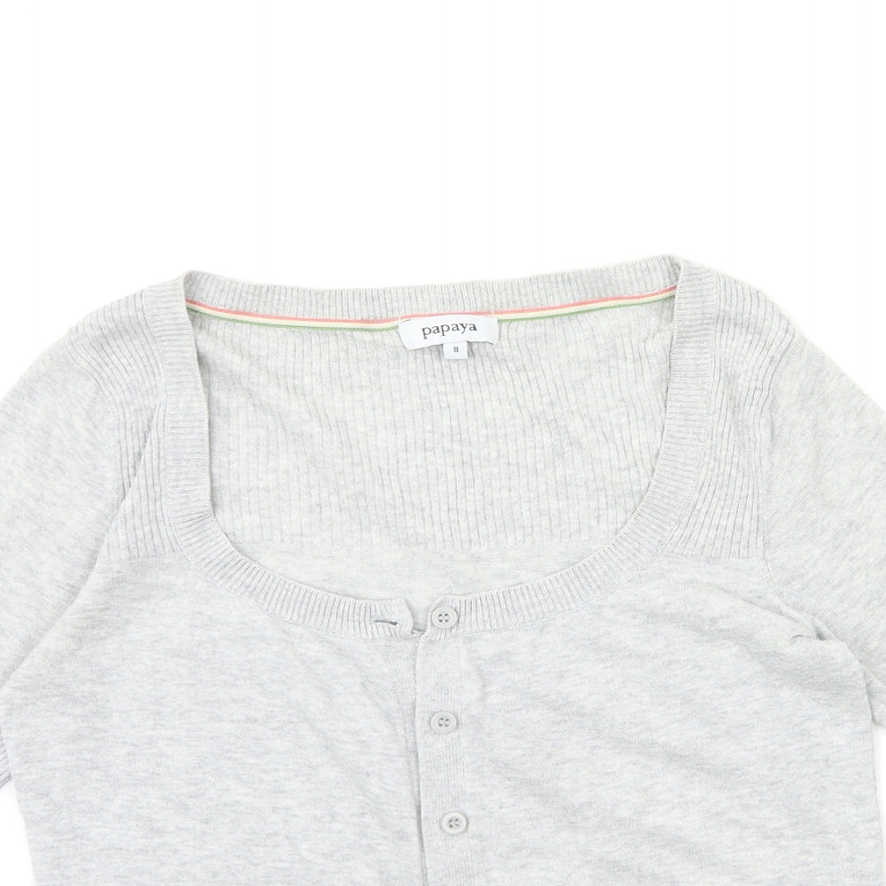 Papaya Womens Grey  Knit Cardigan Jumper Size 8