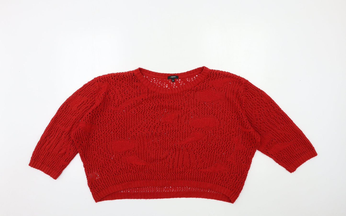 Papaya Womens Red  Knit Pullover Jumper Size 16