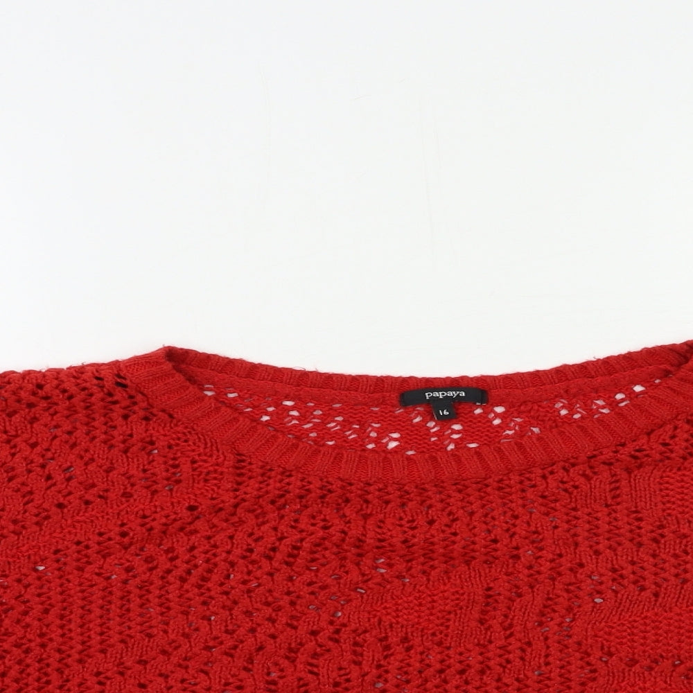 Papaya Womens Red  Knit Pullover Jumper Size 16