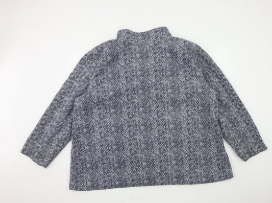 Anne De Lancay Womens Grey Check  Overcoat Coat Size 2XL