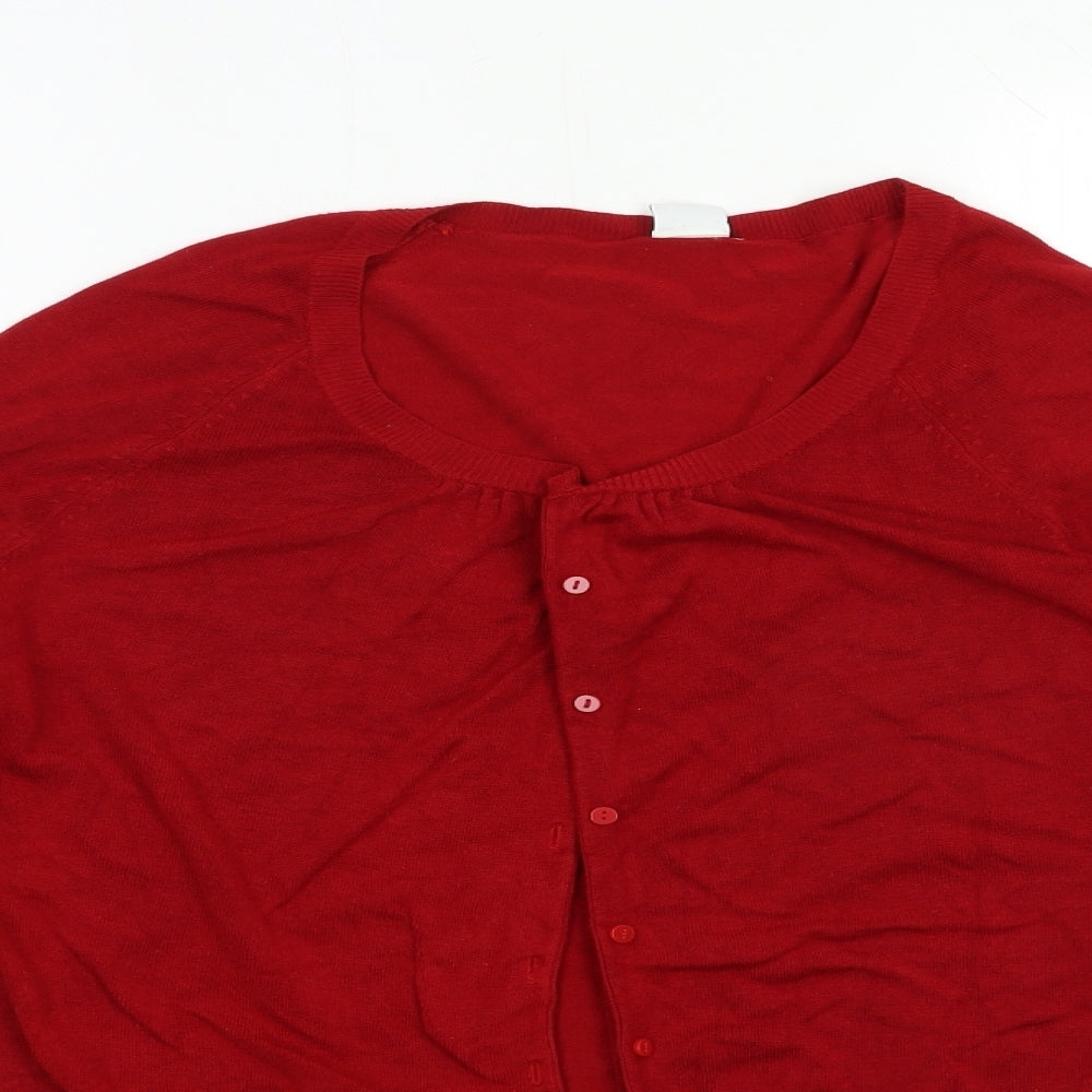 New Look Womens Red  Knit Cardigan Jumper Size 16