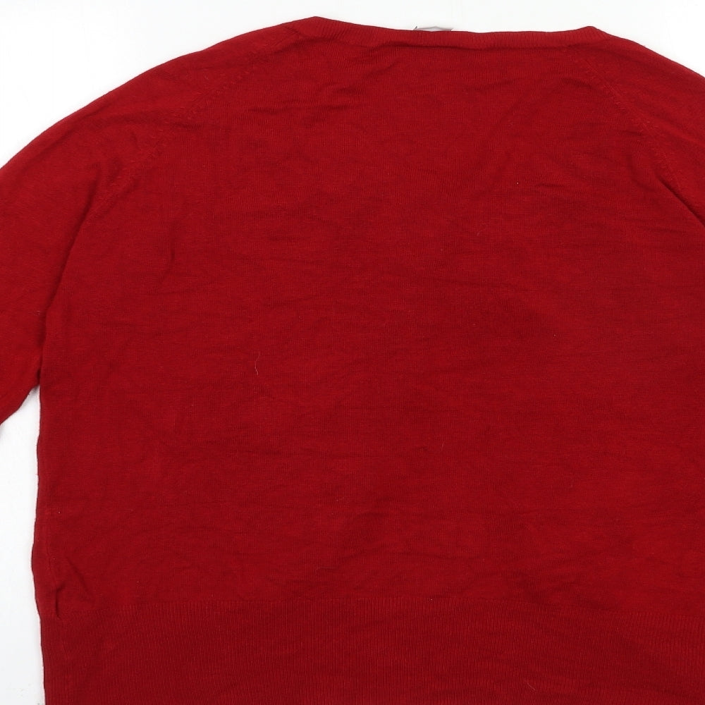 New Look Womens Red  Knit Cardigan Jumper Size 16
