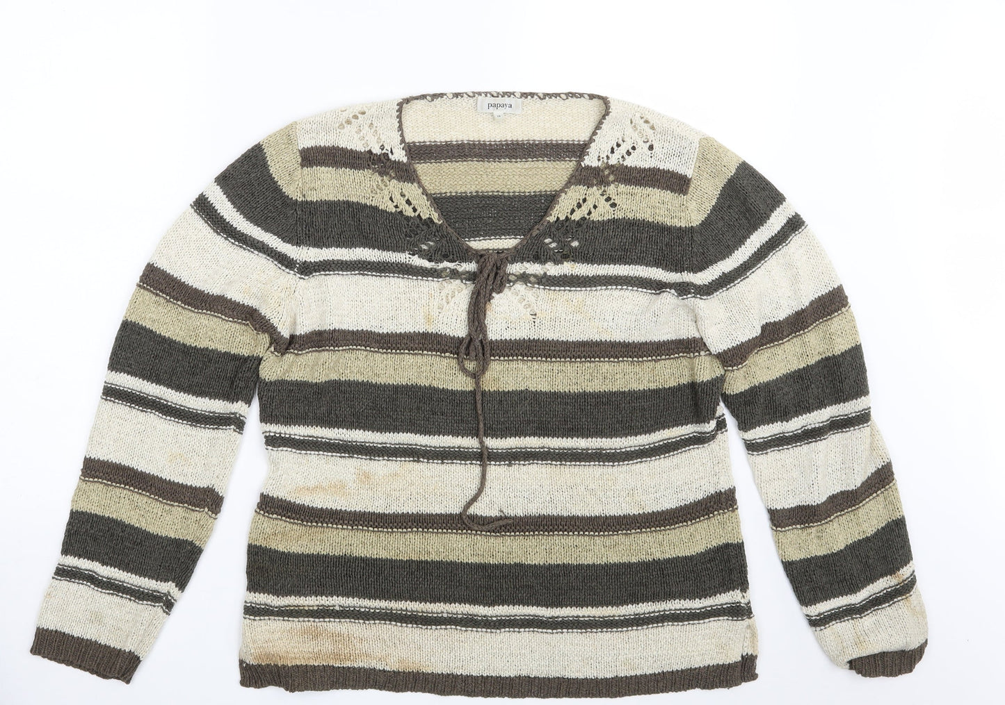 Papaya Womens Multicoloured Striped  Pullover Jumper Size 16