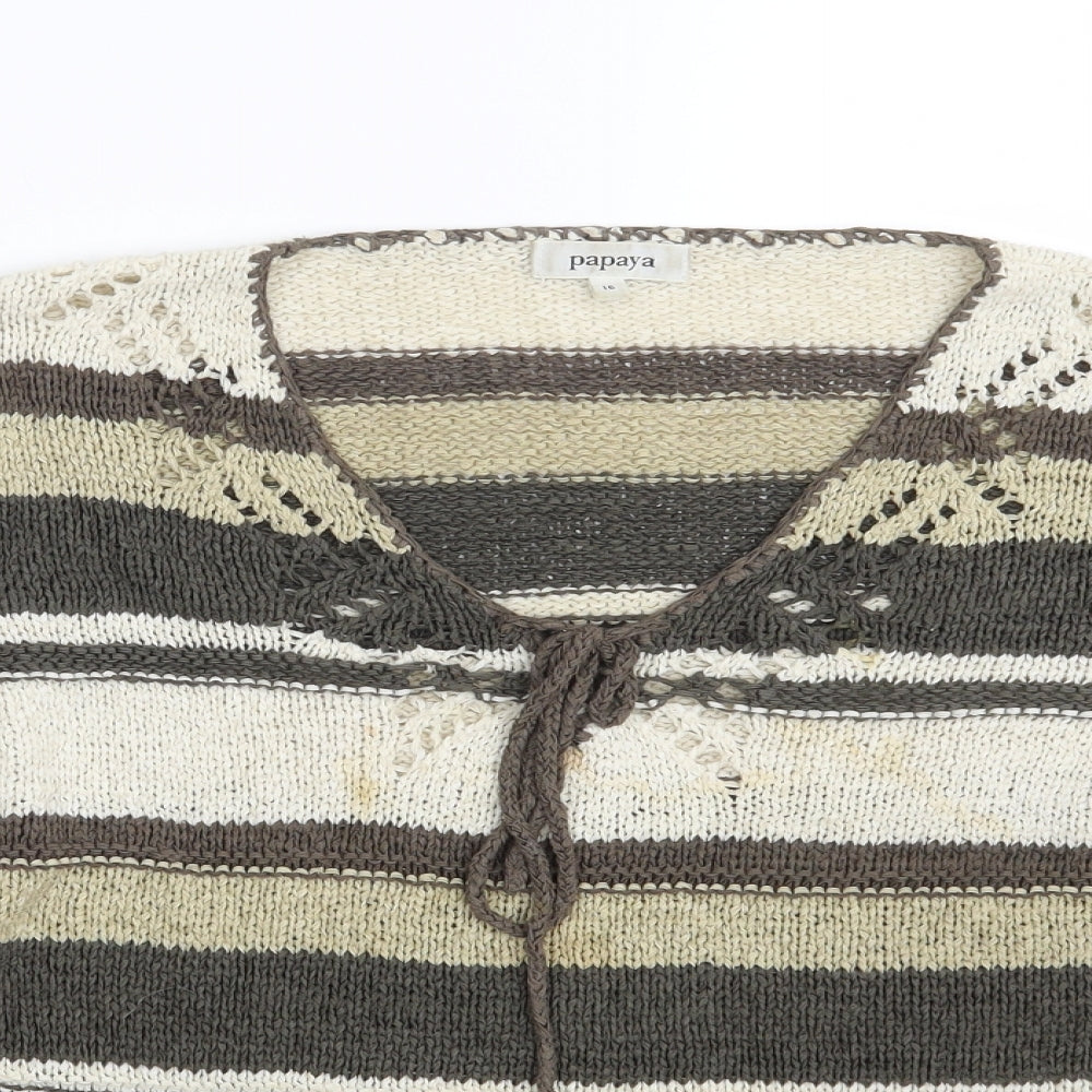 Papaya Womens Multicoloured Striped  Pullover Jumper Size 16