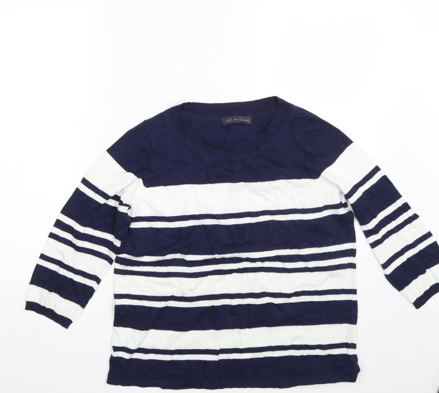 M&S Womens Blue Striped  Pullover Sweatshirt Size 14