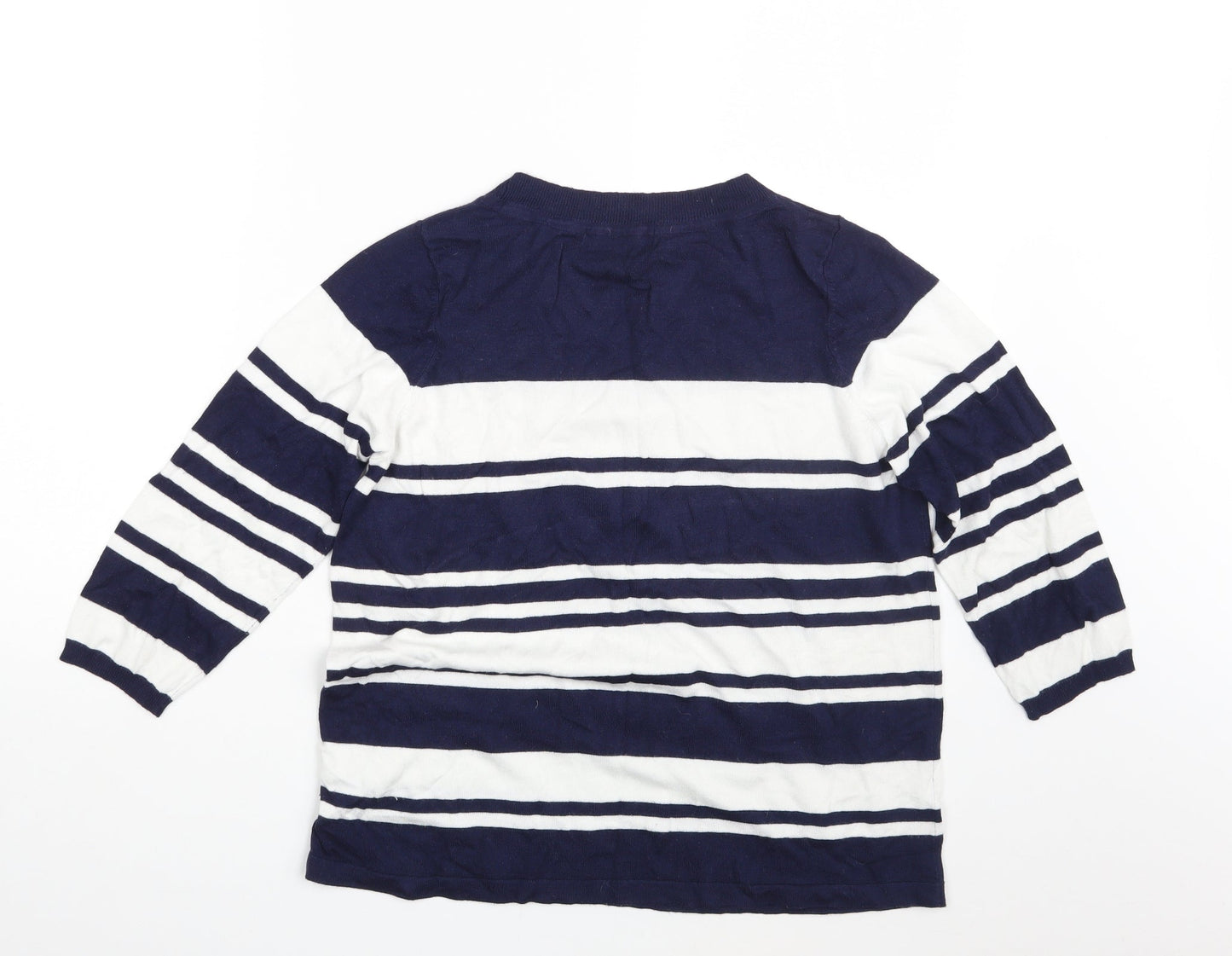 M&S Womens Blue Striped  Pullover Sweatshirt Size 14