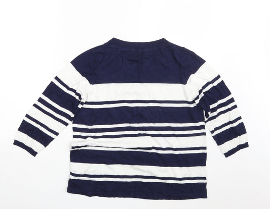 M&S Womens Blue Striped  Pullover Sweatshirt Size 14
