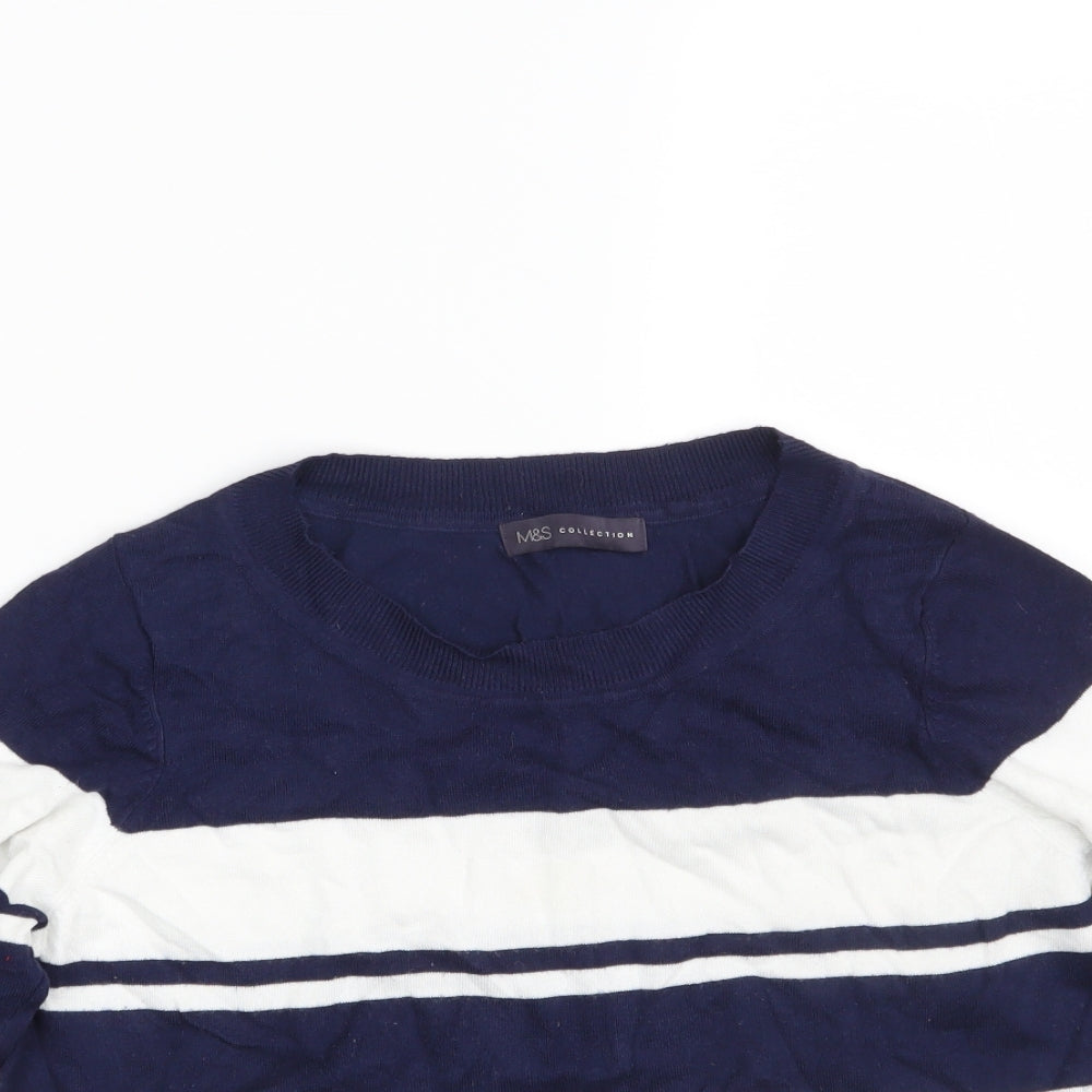 M&S Womens Blue Striped  Pullover Sweatshirt Size 14