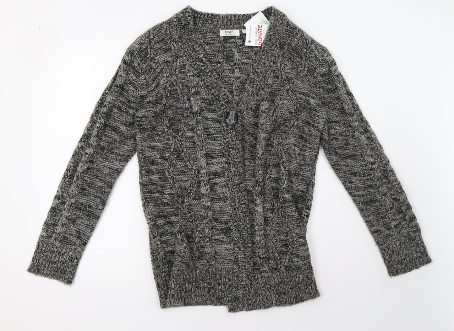 happit Womens Grey  Knit Cardigan Jumper Size L