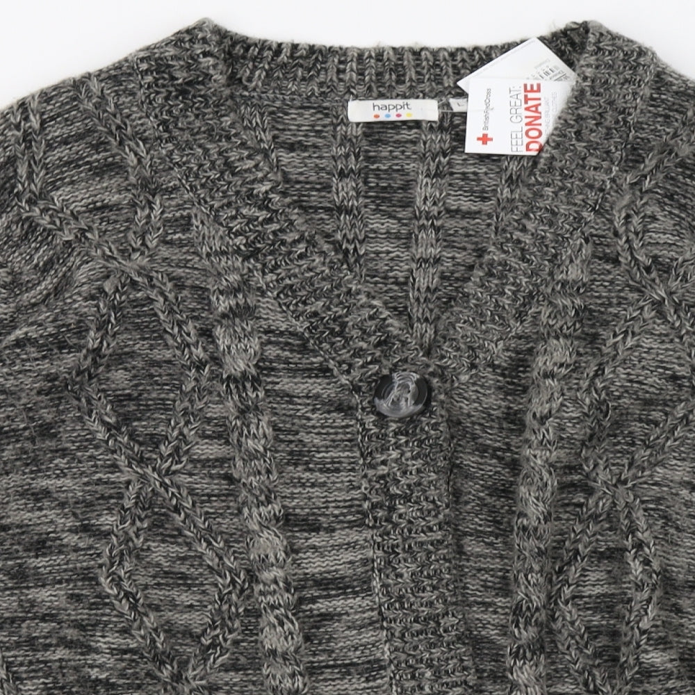 happit Womens Grey  Knit Cardigan Jumper Size L