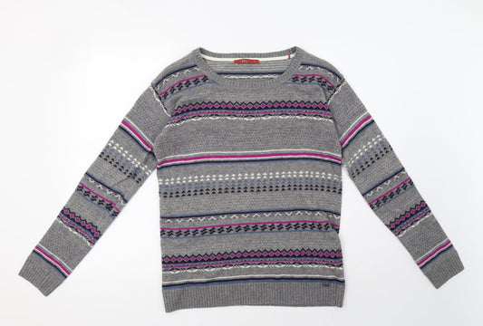 EDC Womens Grey Geometric Knit Pullover Sweatshirt Size M