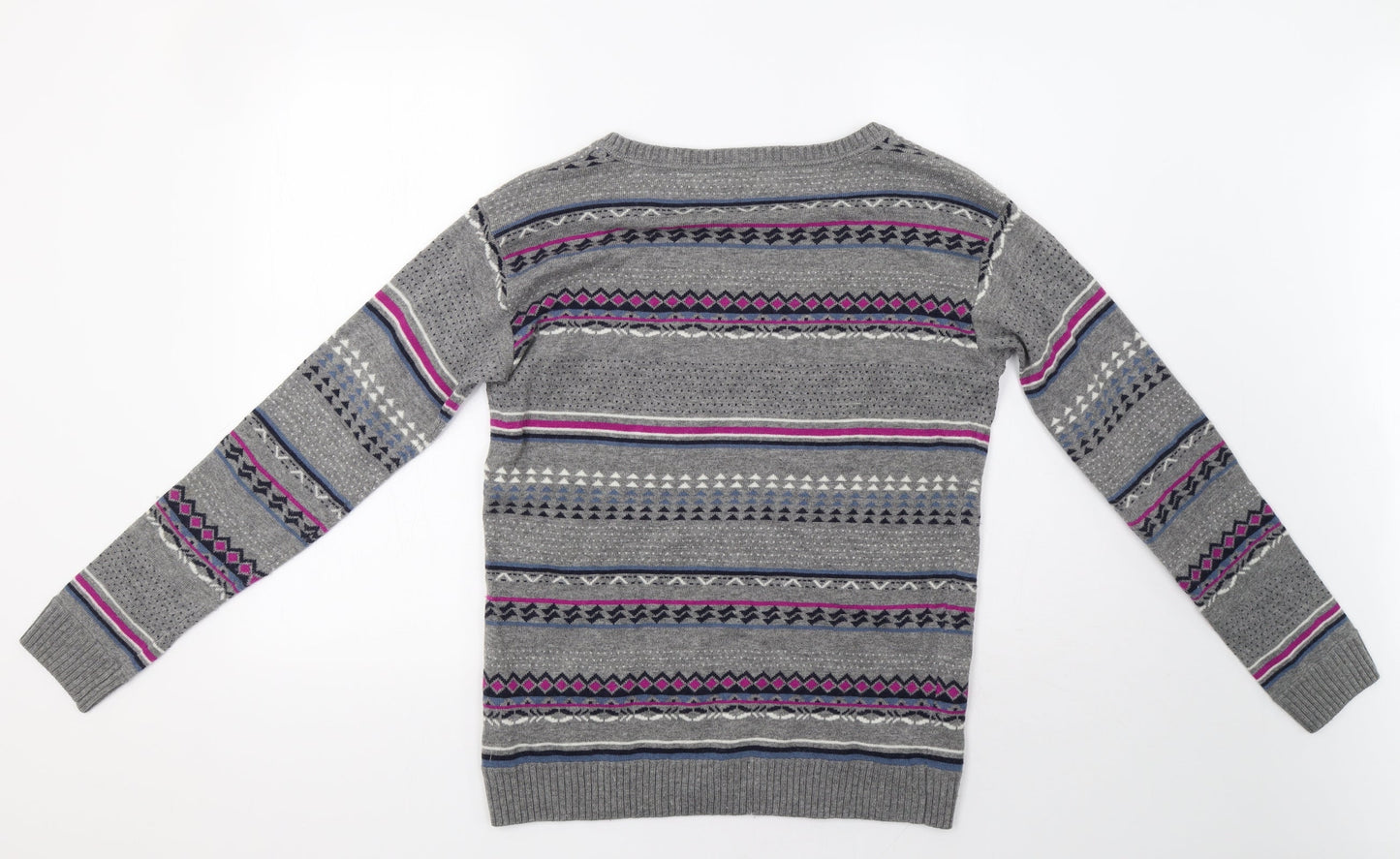 EDC Womens Grey Geometric Knit Pullover Sweatshirt Size M