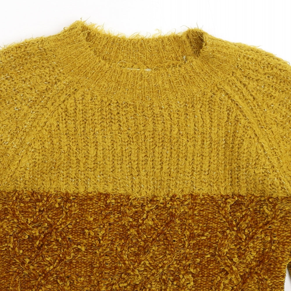 Papaya Womens Yellow  Knit Pullover Jumper Size S