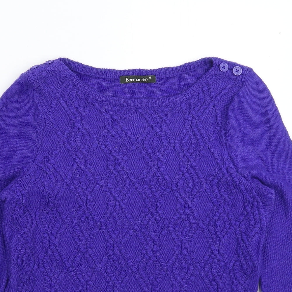 Bonmarché Womens Blue  Knit Pullover Jumper Size XS