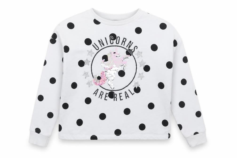 Primark Girls White Polka Dot  Pullover Sweatshirt Size 10-11 Years