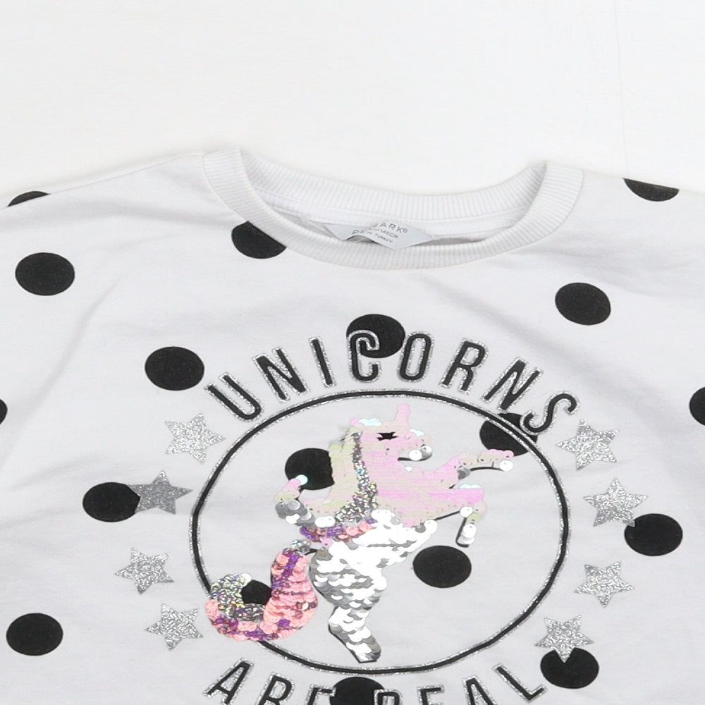 Primark Girls White Polka Dot  Pullover Sweatshirt Size 10-11 Years
