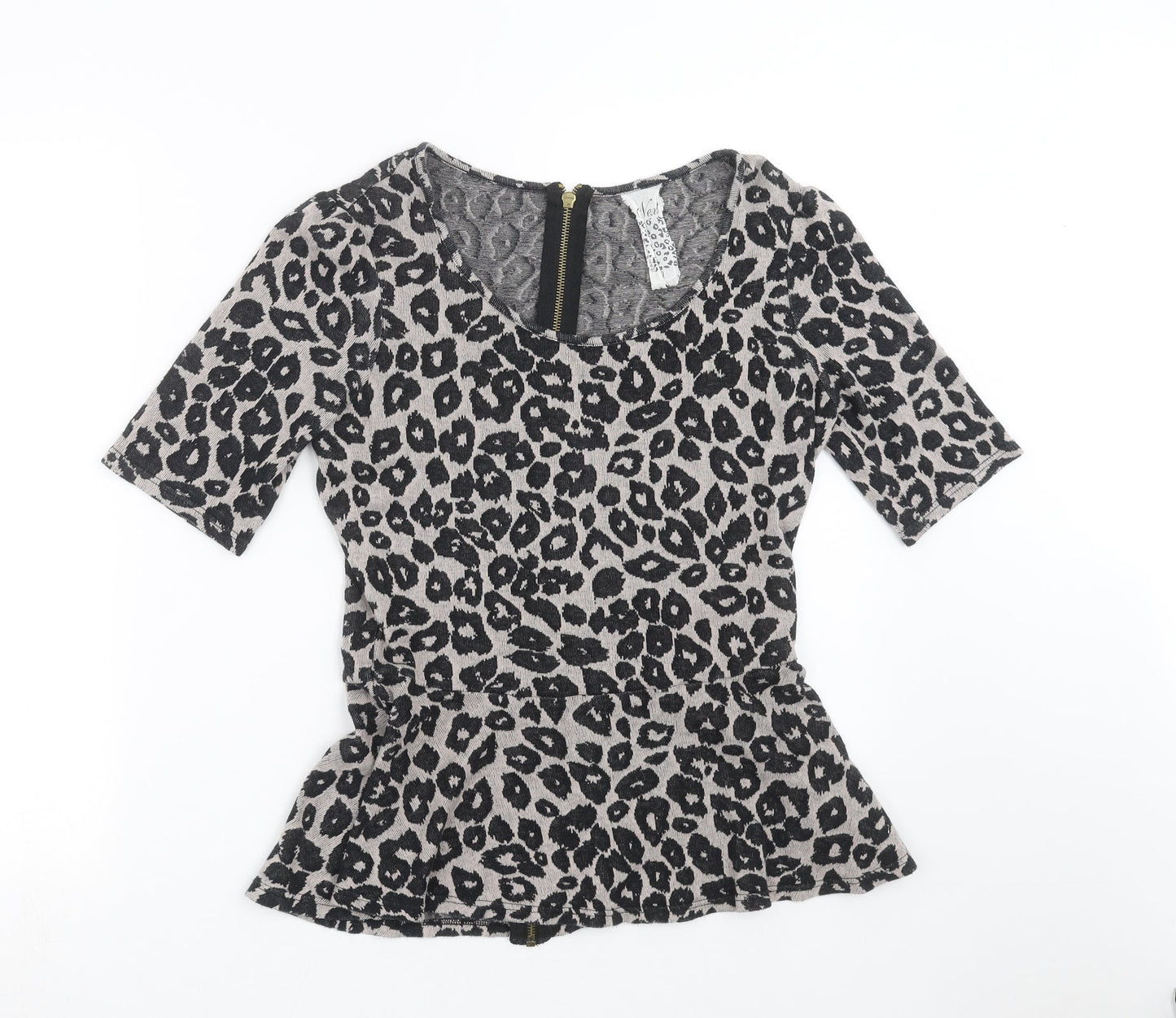 NEXT Womens Black Animal Print Knit Pullover Jumper Size 10
