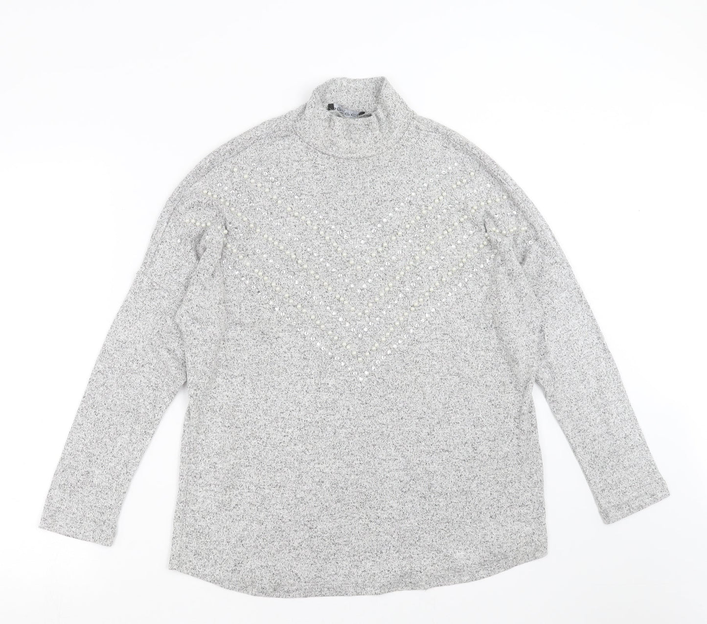 Select Womens Grey  Knit Pullover Jumper Size S  - beaded