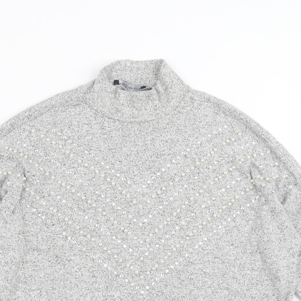 Select Womens Grey  Knit Pullover Jumper Size S  - beaded