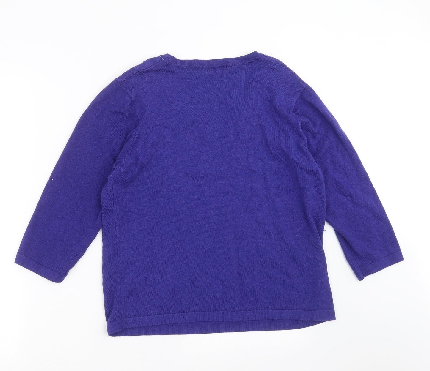 BM Womens Blue  Knit Pullover Jumper Size L  - beaded