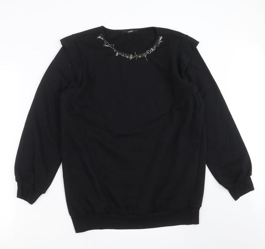 George Womens Black   Pullover Sweatshirt Size M  - beaded detail
